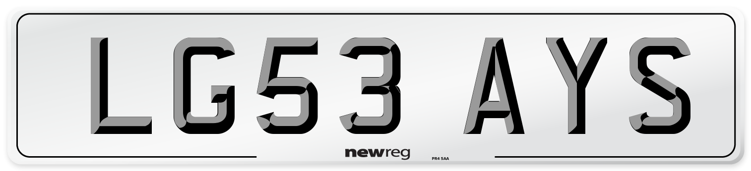 LG53 AYS Number Plate from New Reg